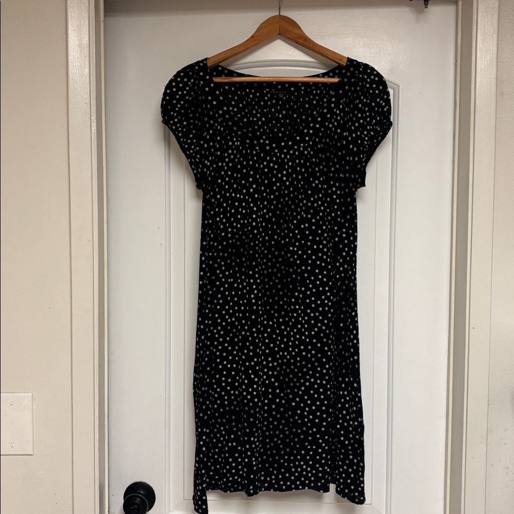 Theory Black Dress with Cream/ grey Polka Dots